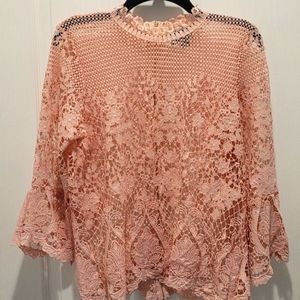 Large Bold Elements High Neck Embroidered Blouse
